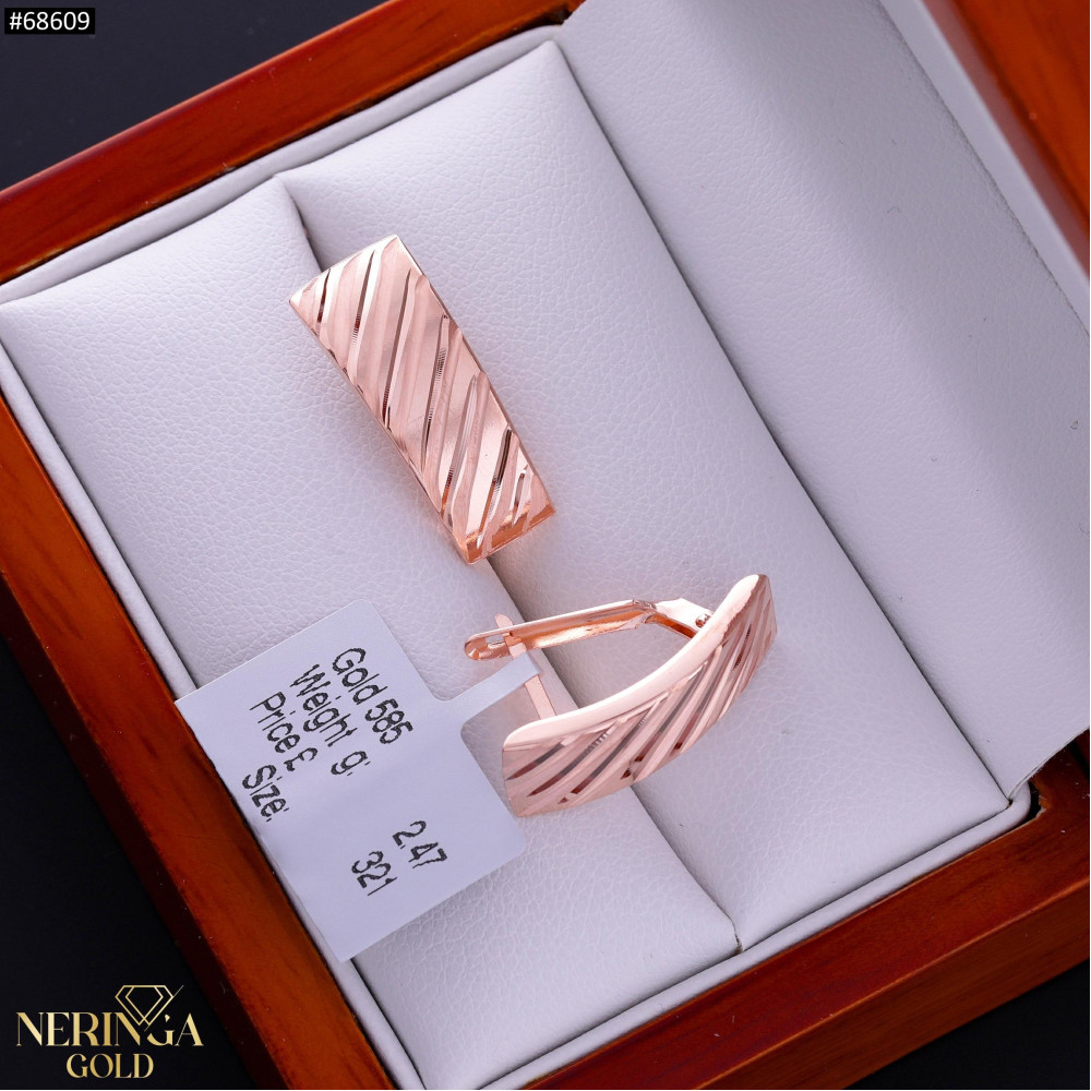 Rose gold english lock earrings #68609