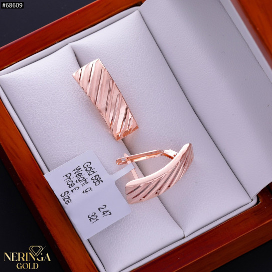 Rose gold english lock earrings #68609