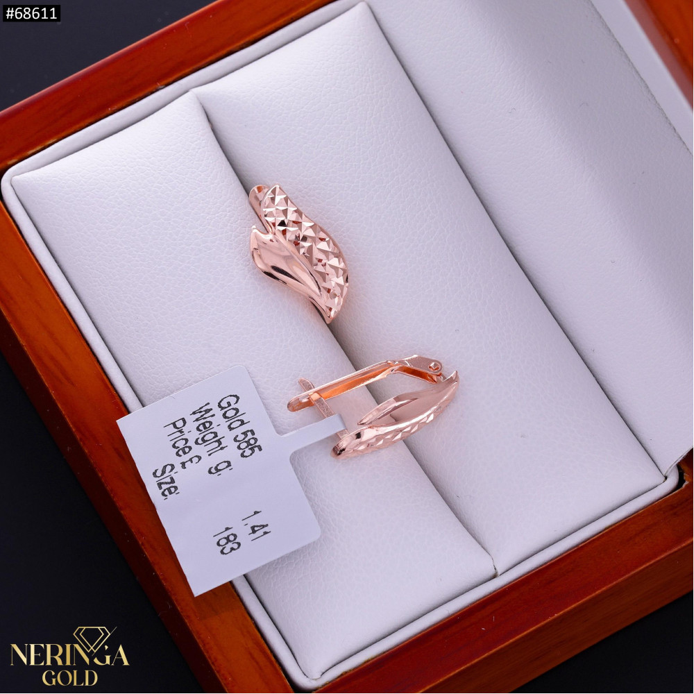 Rose gold english lock earrings #68611