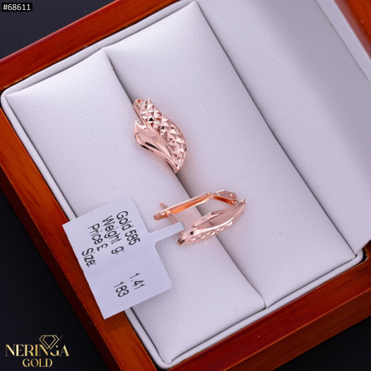 Rose gold english lock earrings #68611
