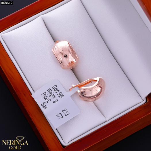 Rose gold english lock earrings #68612