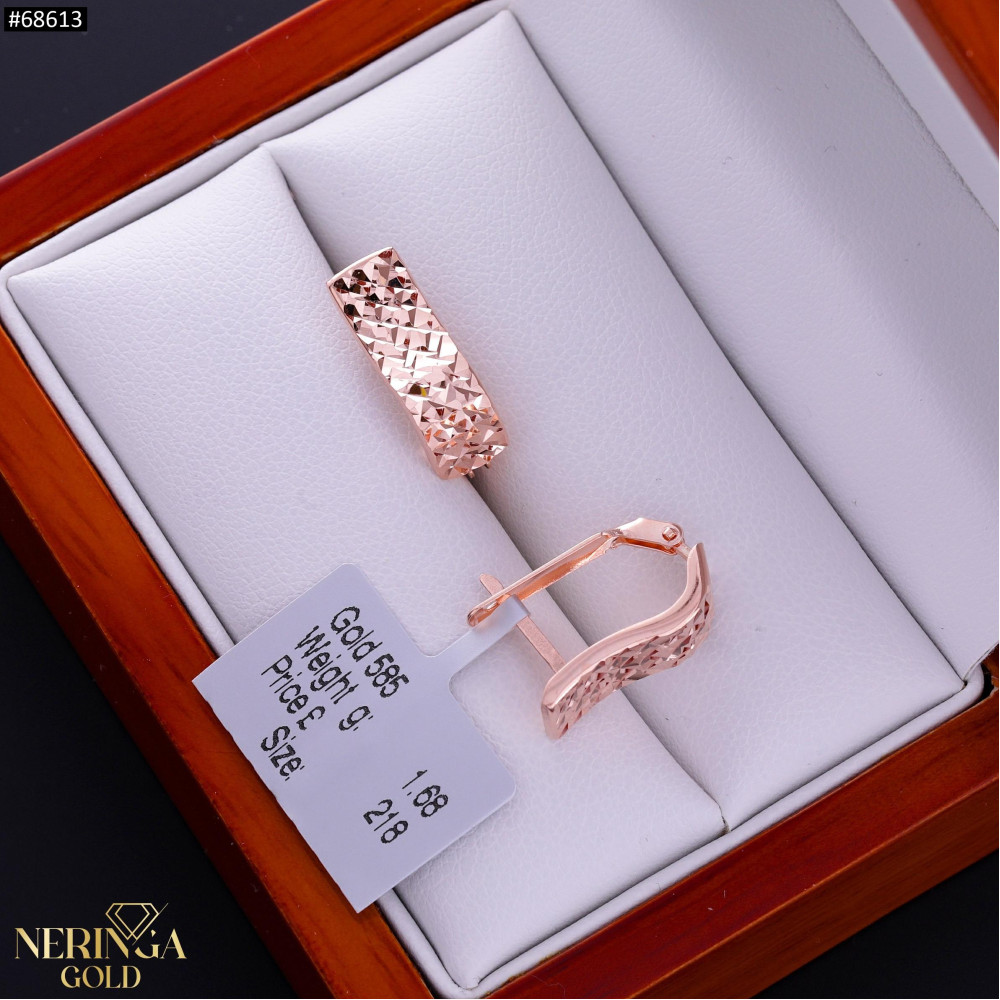 Rose gold english lock earrings #68613