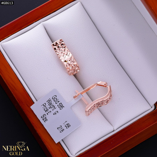 Rose gold english lock earrings #68613