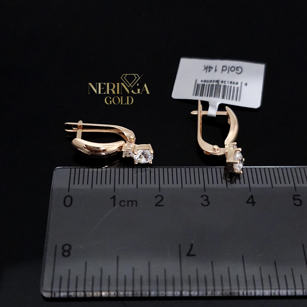 Rose gold english lock earrings #68606