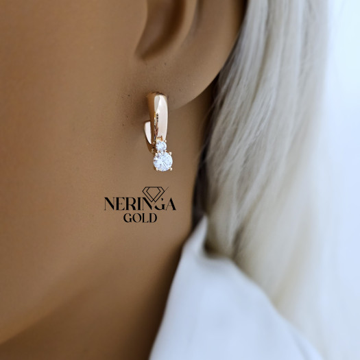 Rose gold english lock earrings #68606