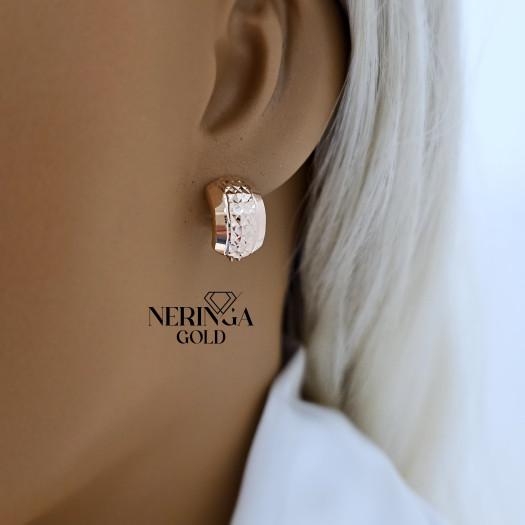 Rose gold english lock earrings #68610