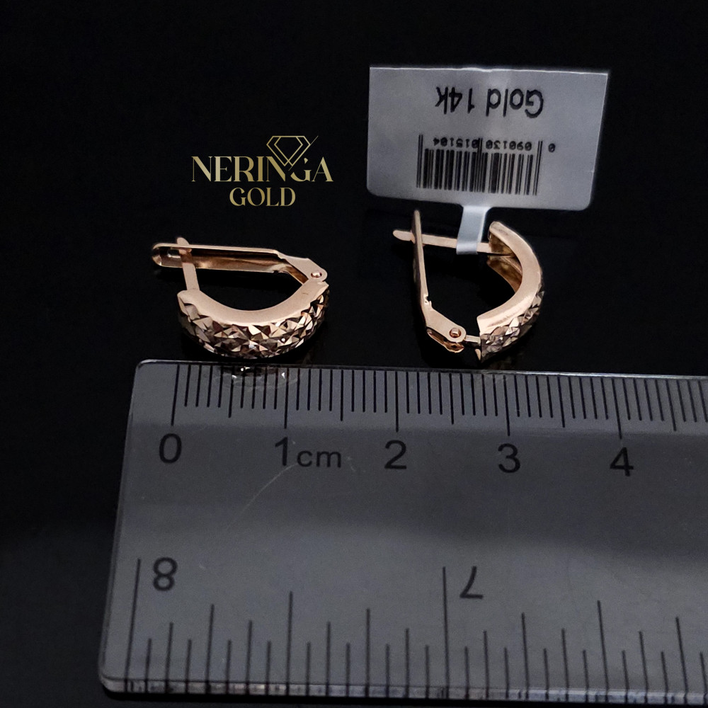 Rose gold english lock earrings #68595