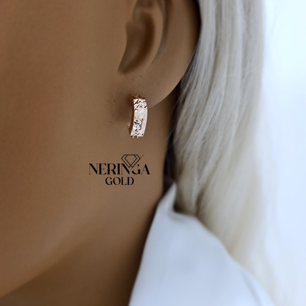 Rose gold english lock earrings #68595