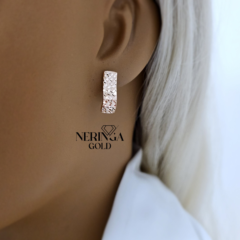 Rose gold english lock earrings #68613