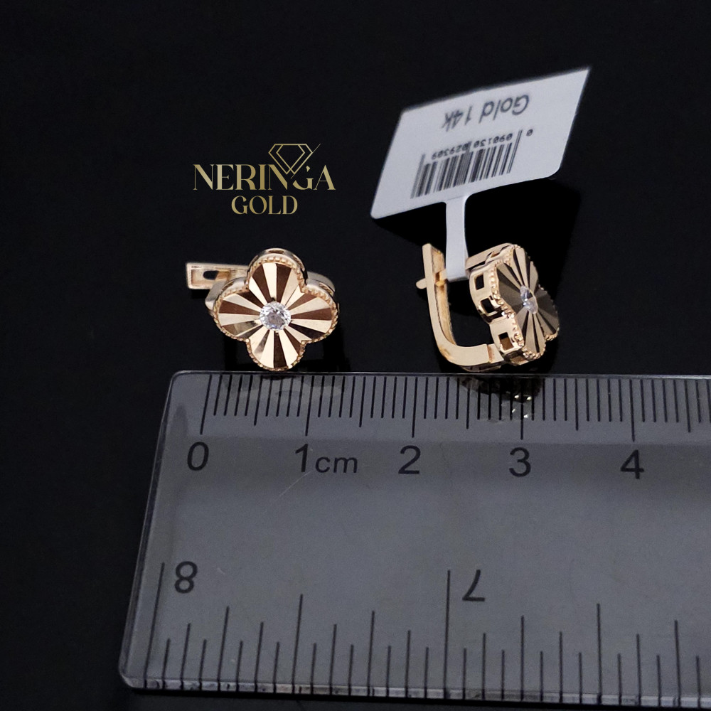 Rose gold english lock earrings #68607