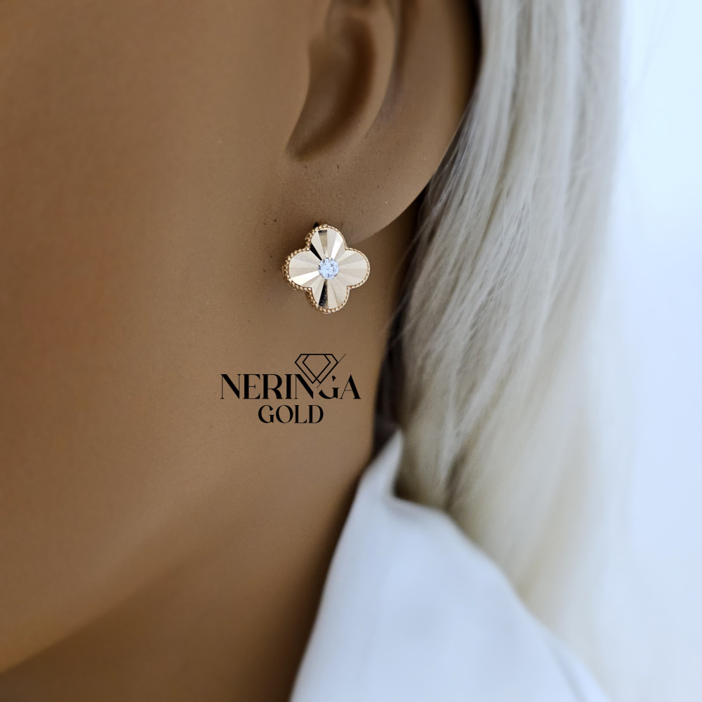 Rose gold english lock earrings #68607