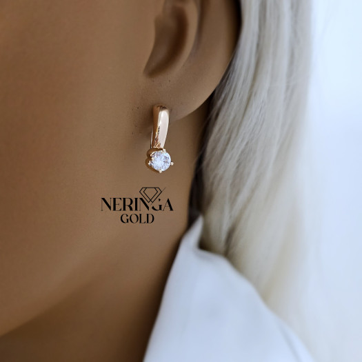Rose gold english lock earrings #68597
