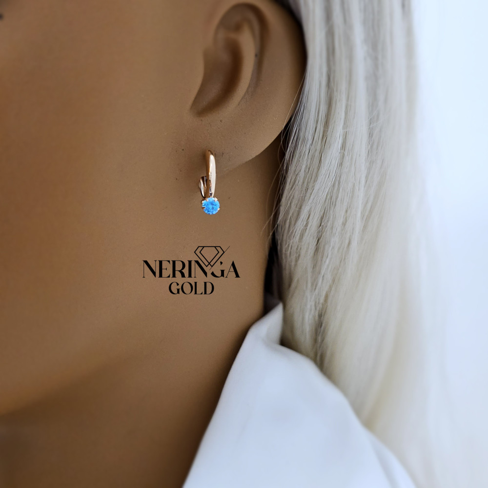 Rose gold english lock earrings #68602