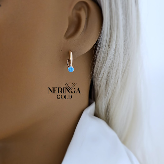 Rose gold english lock earrings #68602