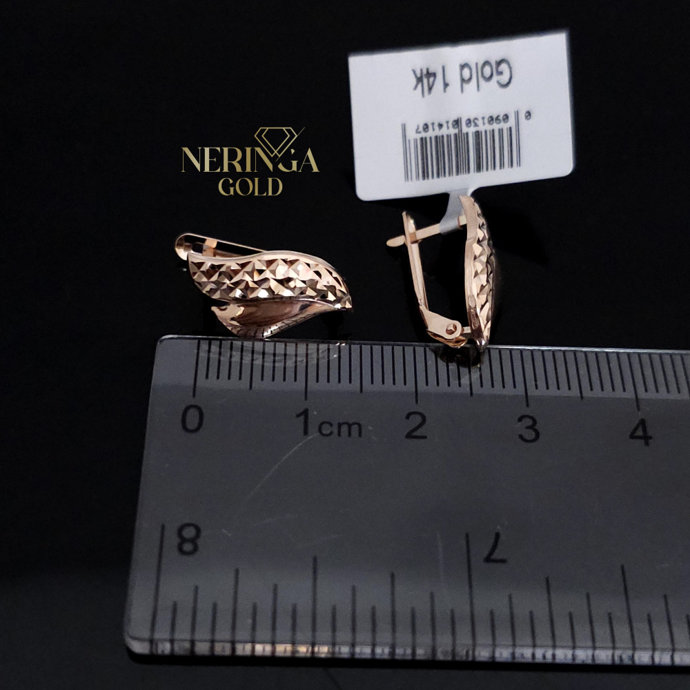 Rose gold english lock earrings #68611