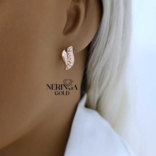 Rose gold english lock earrings #68611