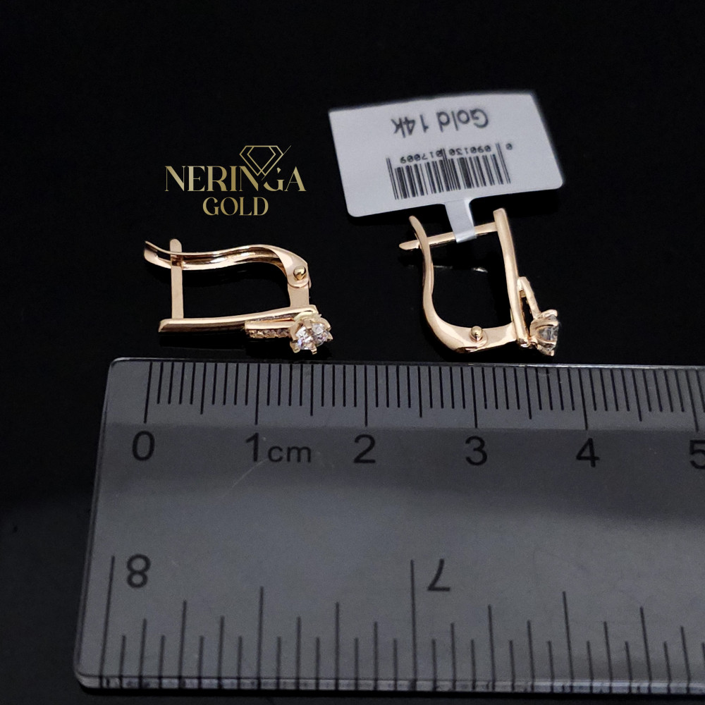 Rose gold english lock earrings #68605