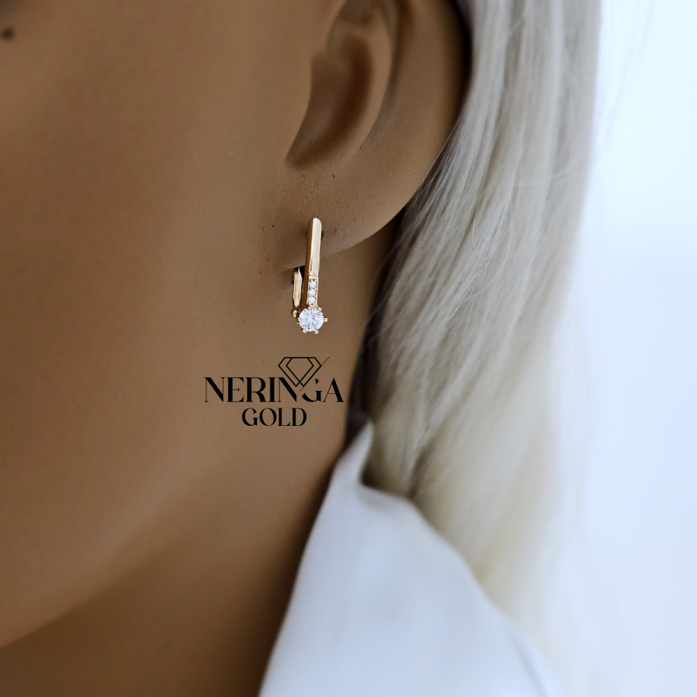 Rose gold english lock earrings #68605