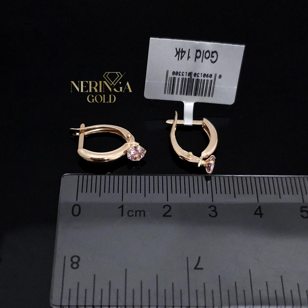 Rose gold english lock earrings #68600