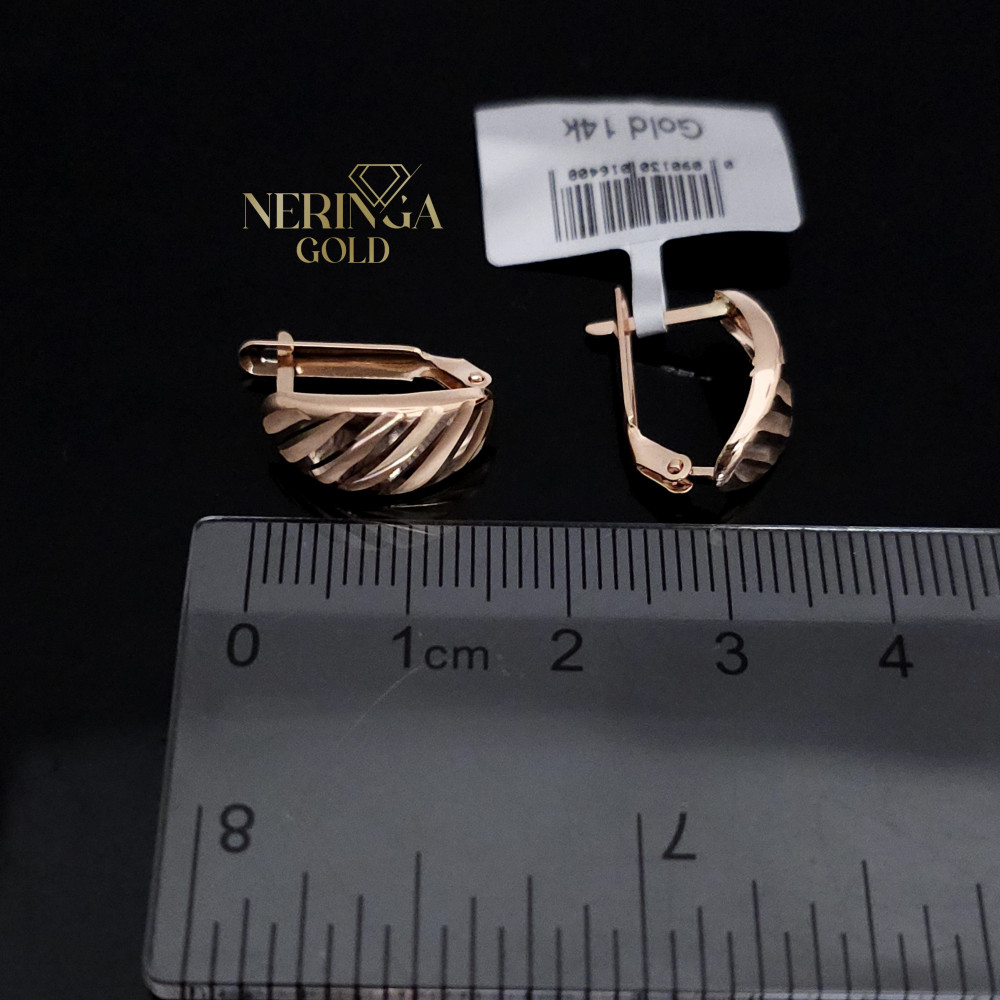 Rose gold english lock earrings #68593