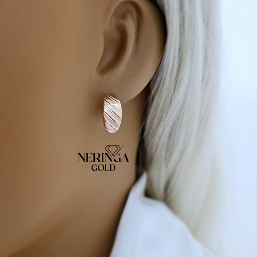 Rose gold english lock earrings #68593