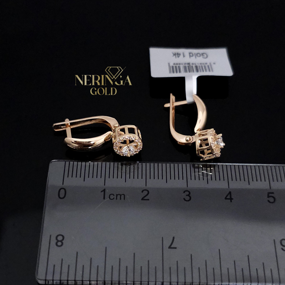 Rose gold english lock earrings #68598