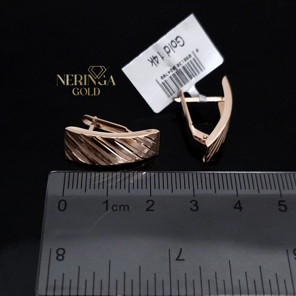 Rose gold english lock earrings #68609
