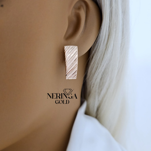 Rose gold english lock earrings #68609