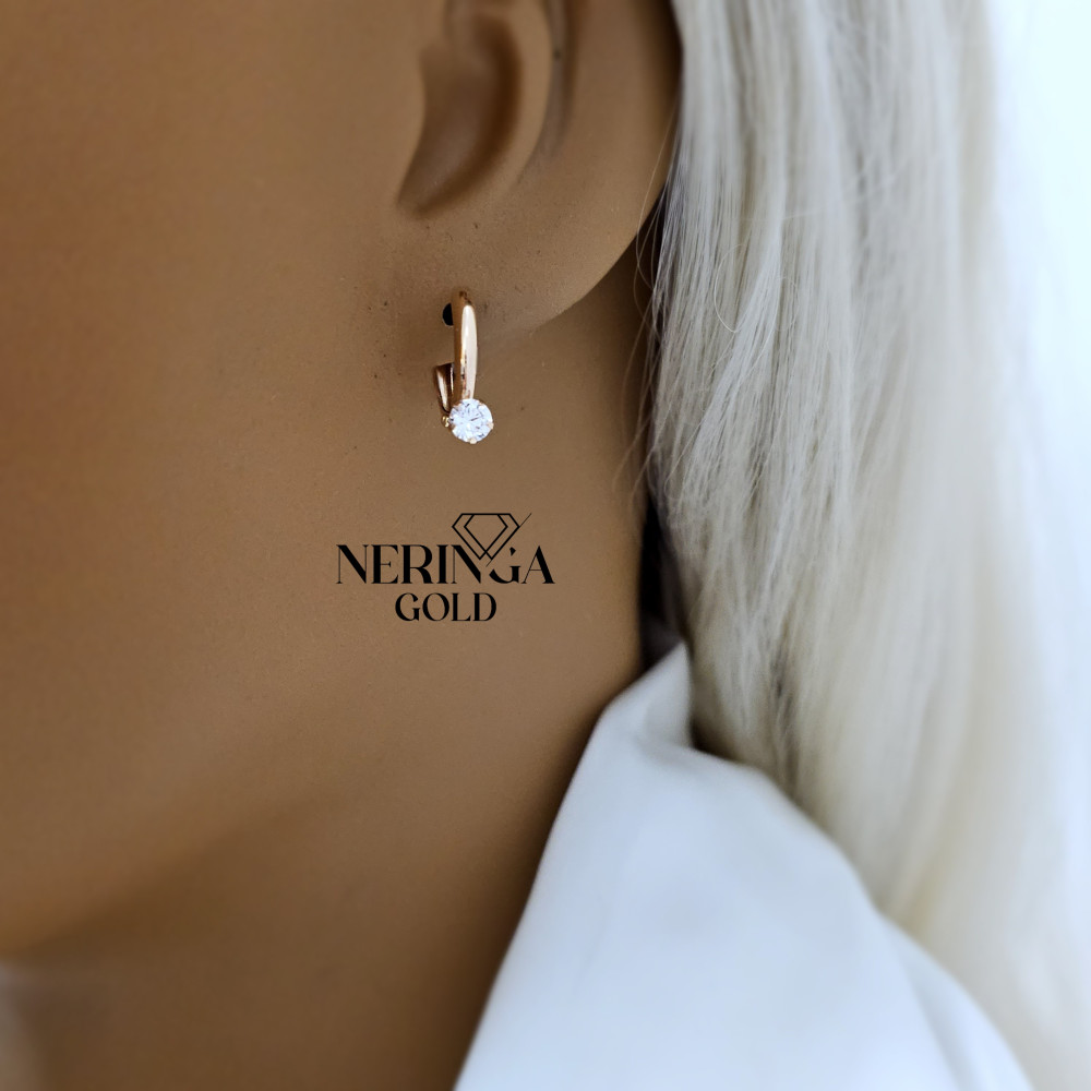 Rose gold english lock earrings #68599