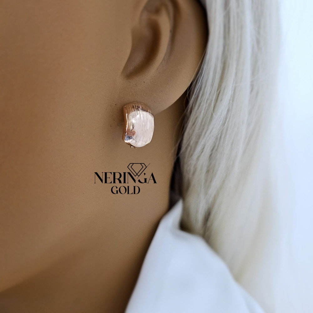 Rose gold english lock earrings #68612