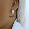 Rose gold english lock earrings #68612
