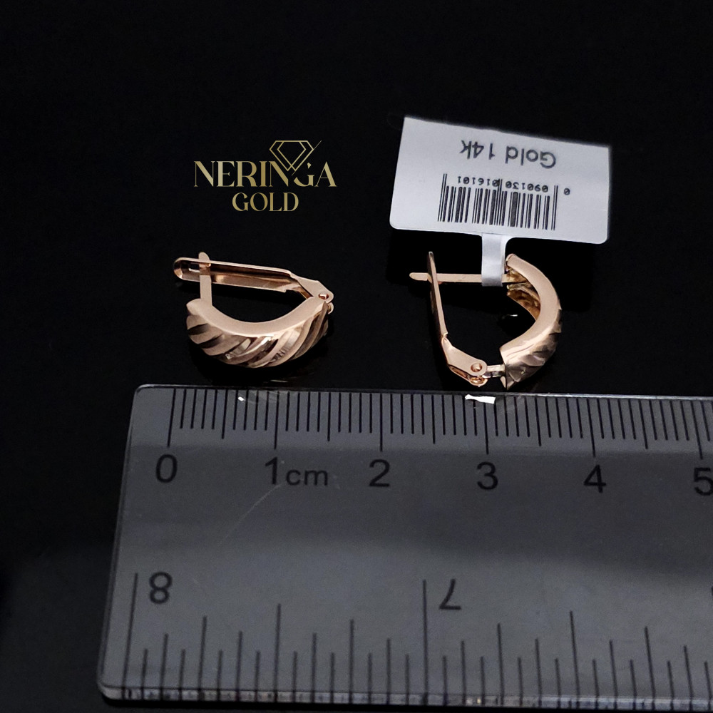 Rose gold english lock earrings #68594