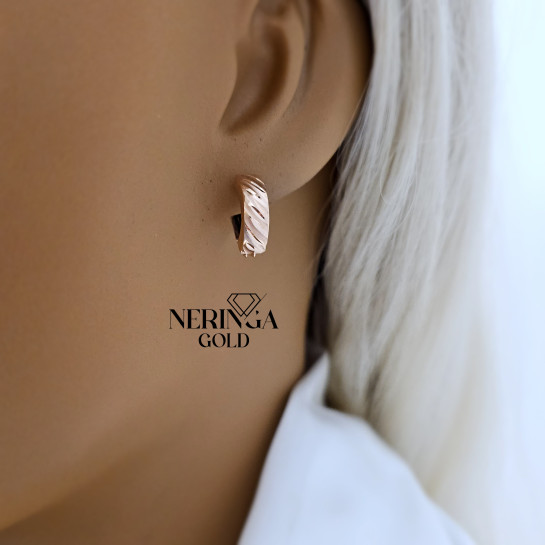 Rose gold english lock earrings #68594