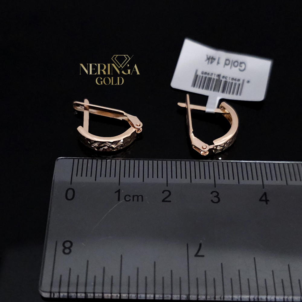 Rose gold english lock earrings #68596