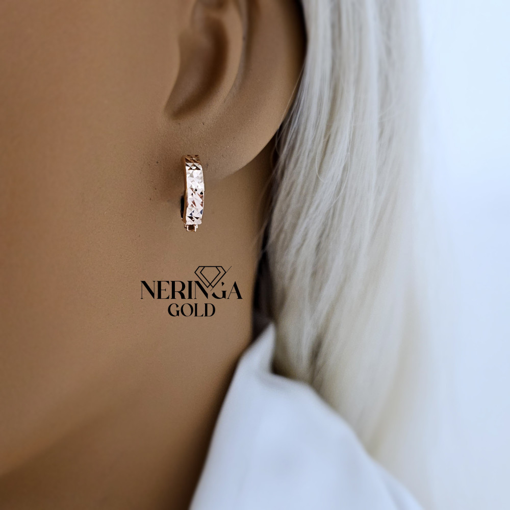 Rose gold english lock earrings #68596