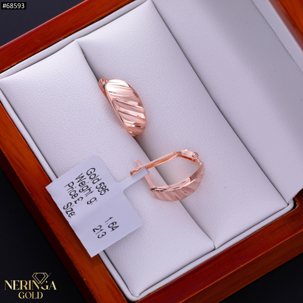 Rose gold english lock earrings #68593