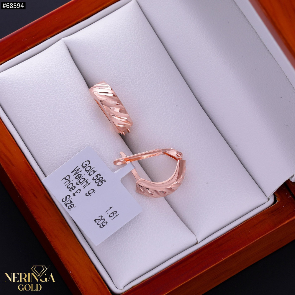 Rose gold english lock earrings #68594