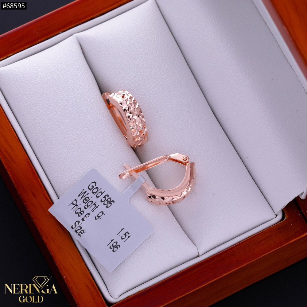 Rose gold english lock earrings #68595