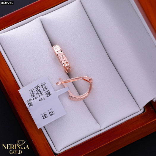 Rose gold english lock earrings #68596