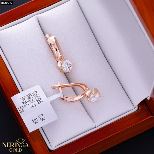Rose gold english lock earrings #68597