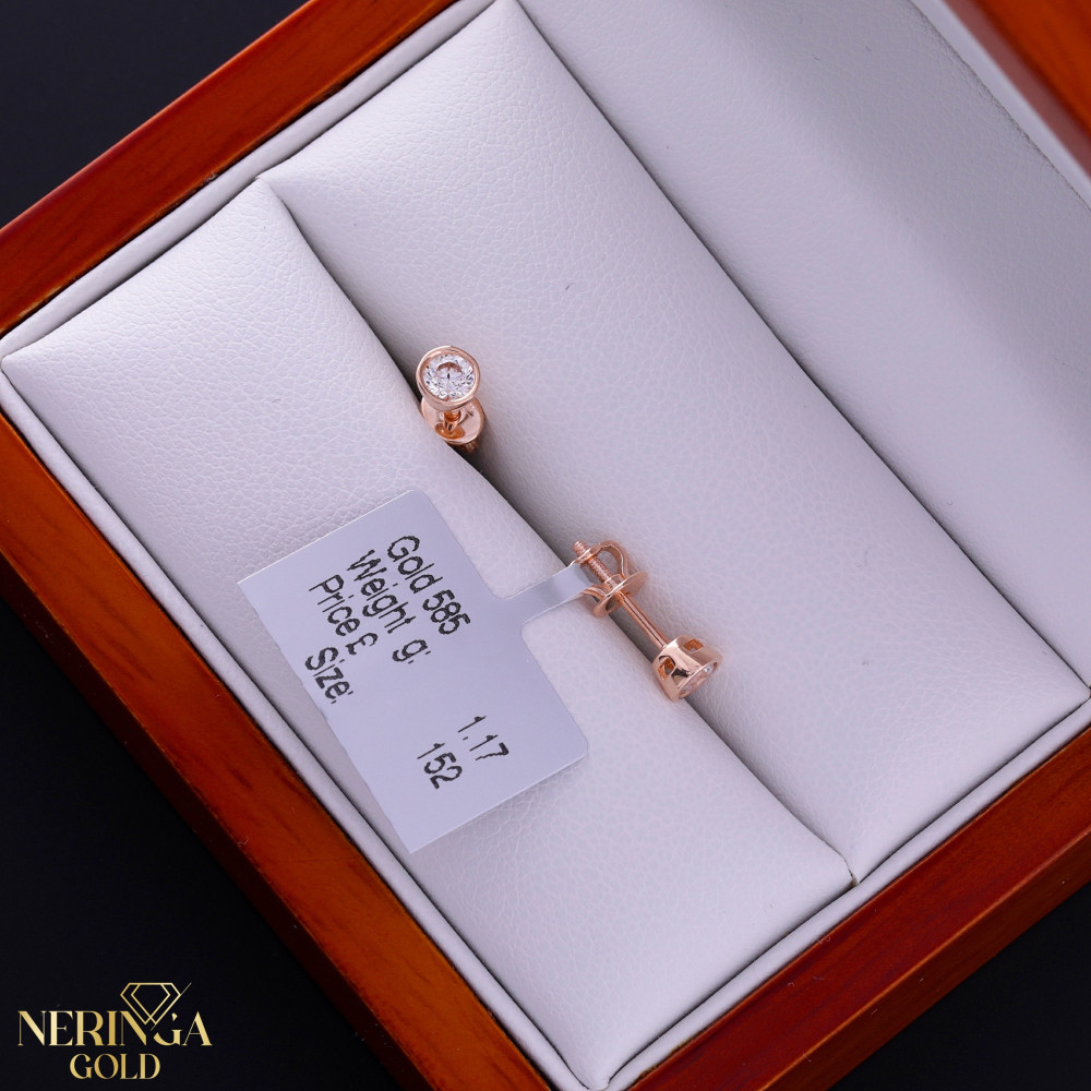 Rose gold stud earrings #68678