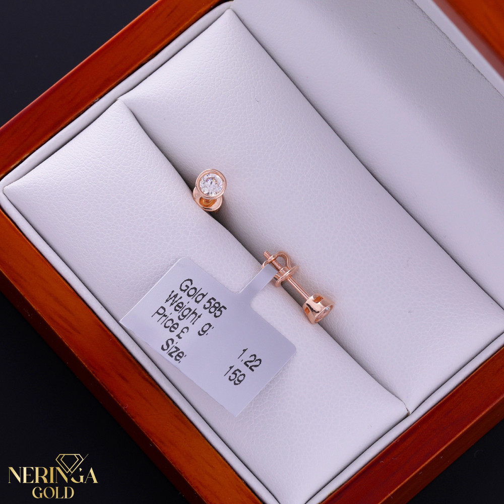 Rose gold stud earrings #68679