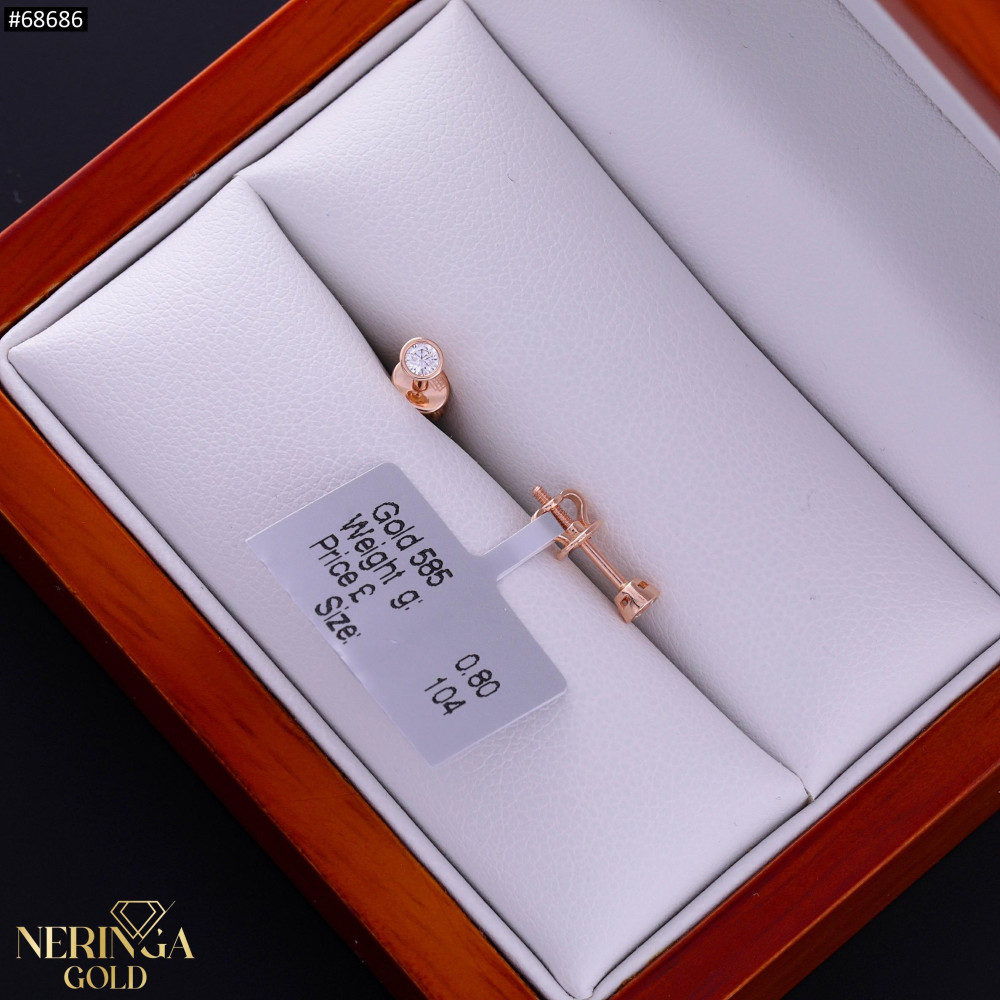 Rose gold stud earrings #68686