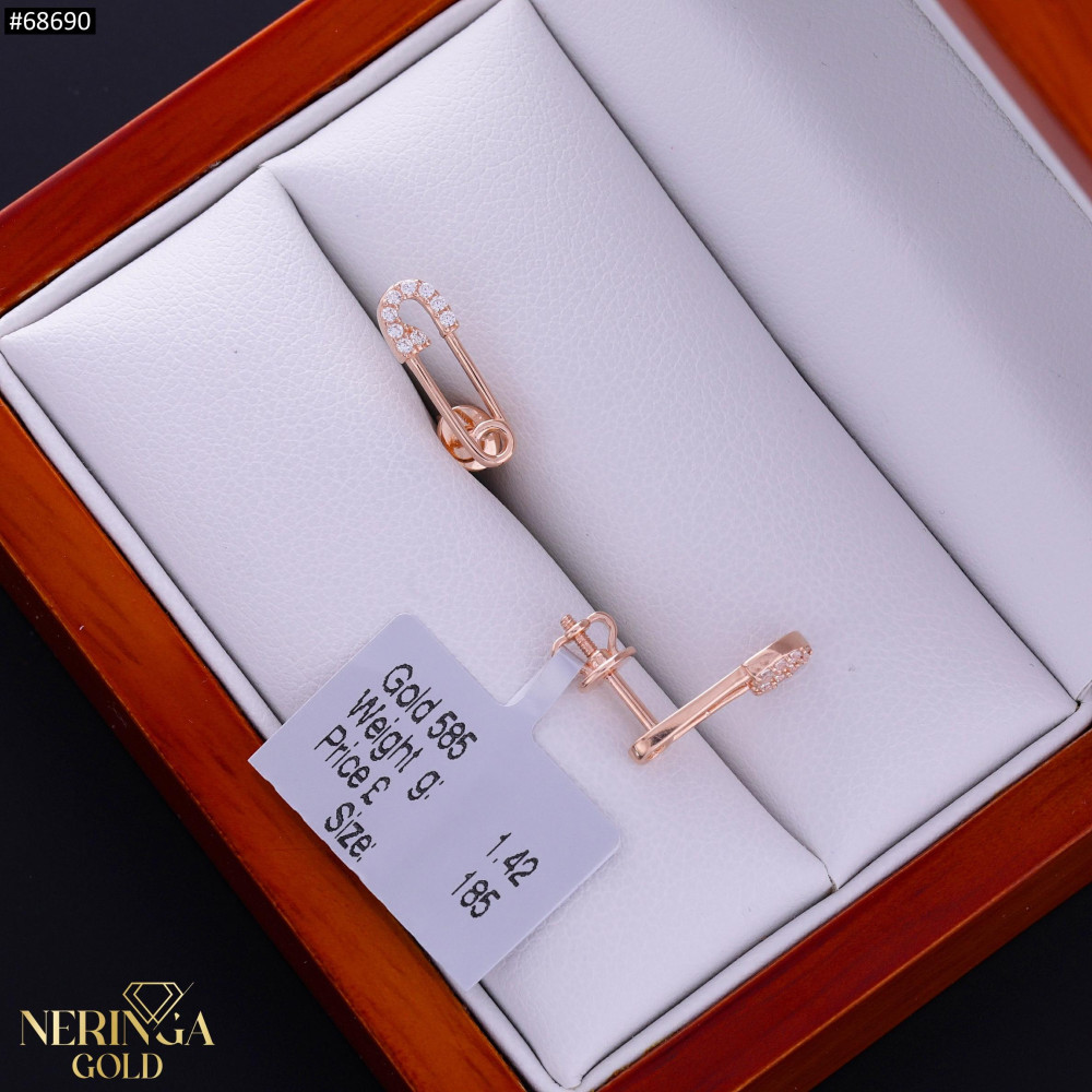 Rose gold stud earrings #68690