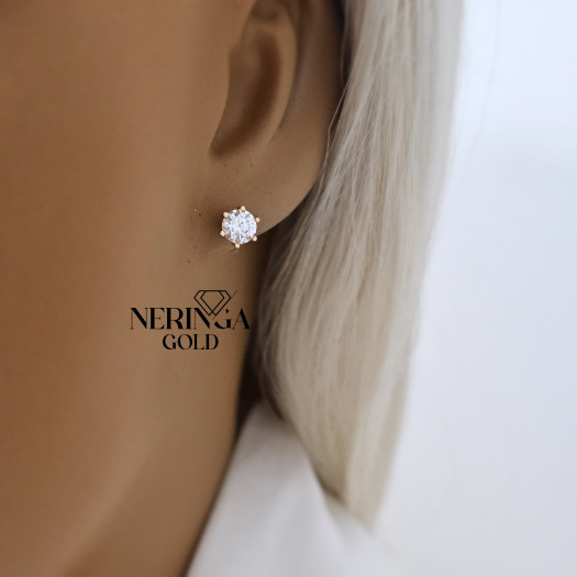 Rose gold stud earrings #68695