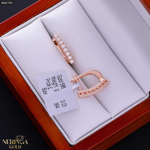 Rose gold english lock earrings #68700