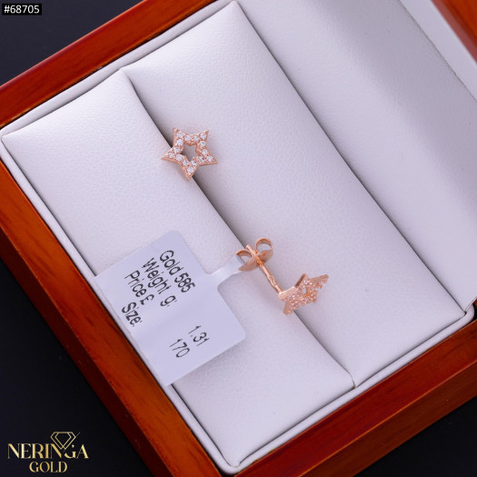 Rose gold stud earrings #68705