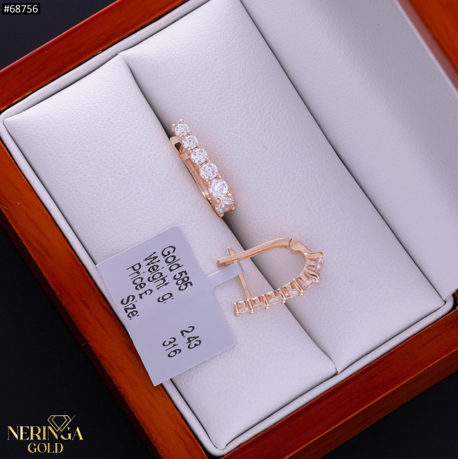 Rose gold english lock earrings #68756