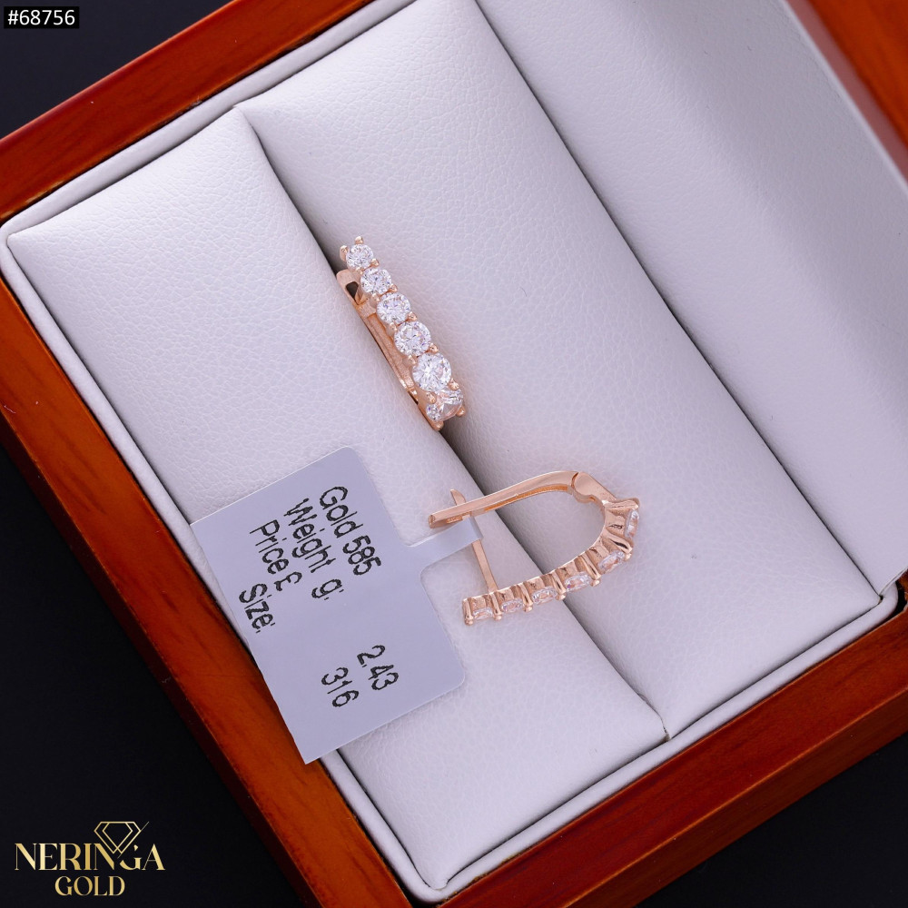 Rose gold english lock earrings #68756