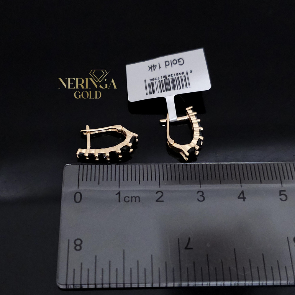 Rose gold english lock earrings #68758